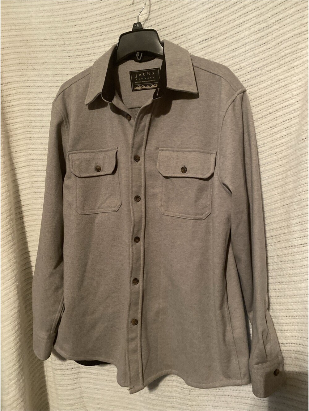 JACHS New York NWT Men's L Gray / Grey Shirt Fleece Button Up Jacket Lg
